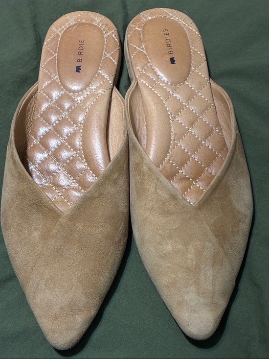 Birdies Shoes - Birdies Camel Suede Pointed Slip-On Mules